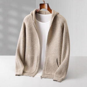 thickened zip up sweater made from pure wool