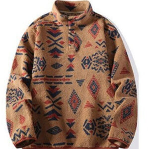 mens retro tie dye stand up collar polo shirt sweatshirt