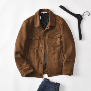 retro suede like fabric american style lapel casual work jacket
