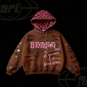 retro printed long sleeve pullover hoodie