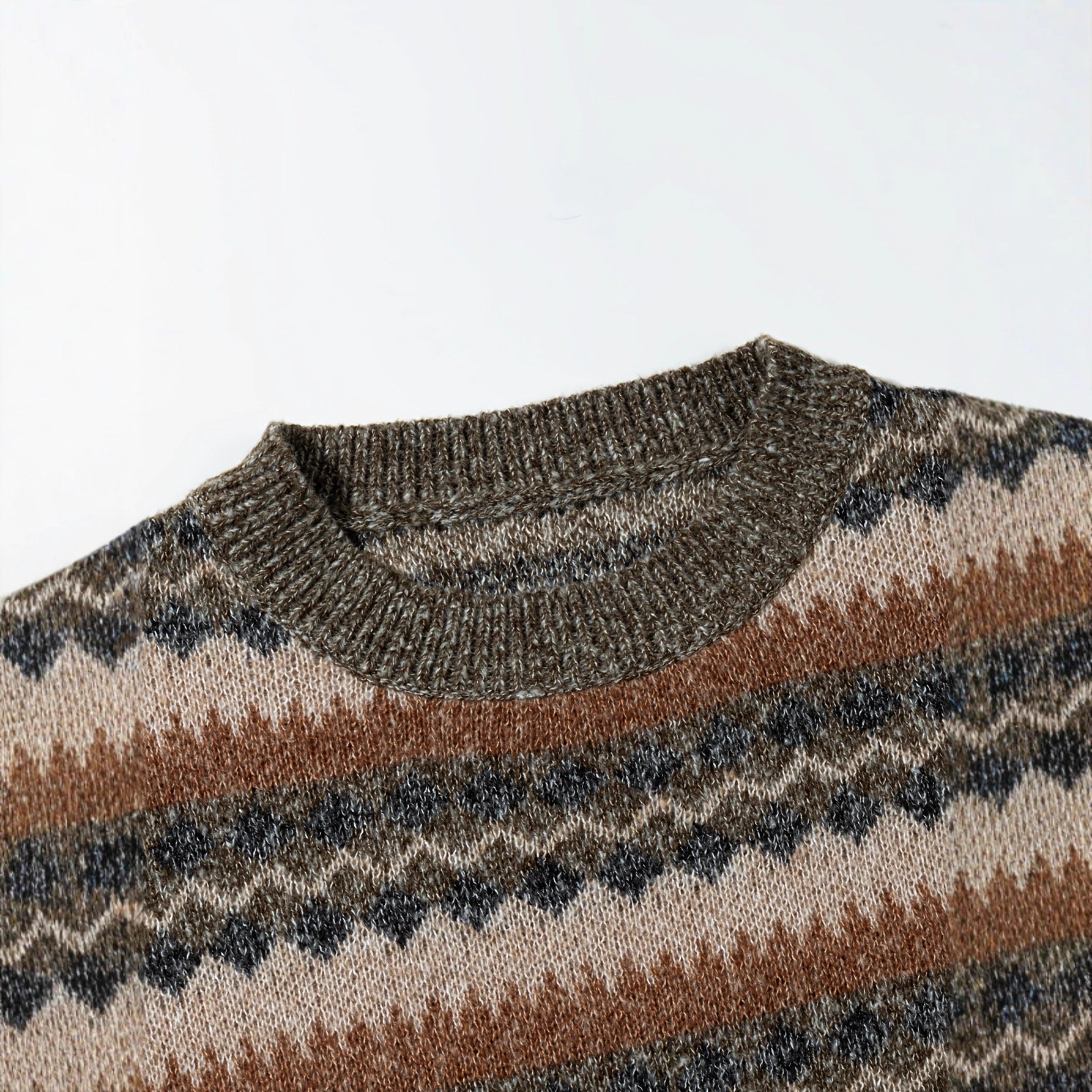 mens thickened crew neck pullover sweater with printed design and relaxed fit mens thickened crew neck pullover sweater with printed design and relaxed fit