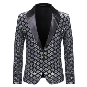 stage banquet host party diamond shaped sequin suit tuxedo coat