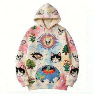 mens printed sweatshirt with hooded pullover style